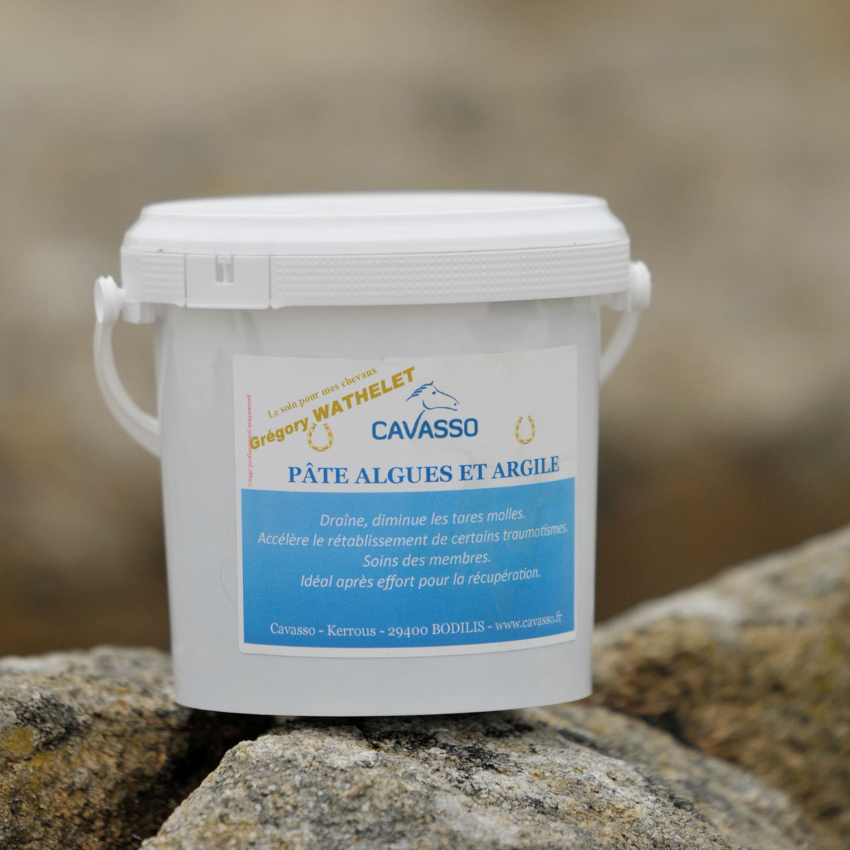 Pot de 1 kg de pâte algues argile Cavasso. Les bienfaits de la mer pour les chevaux.